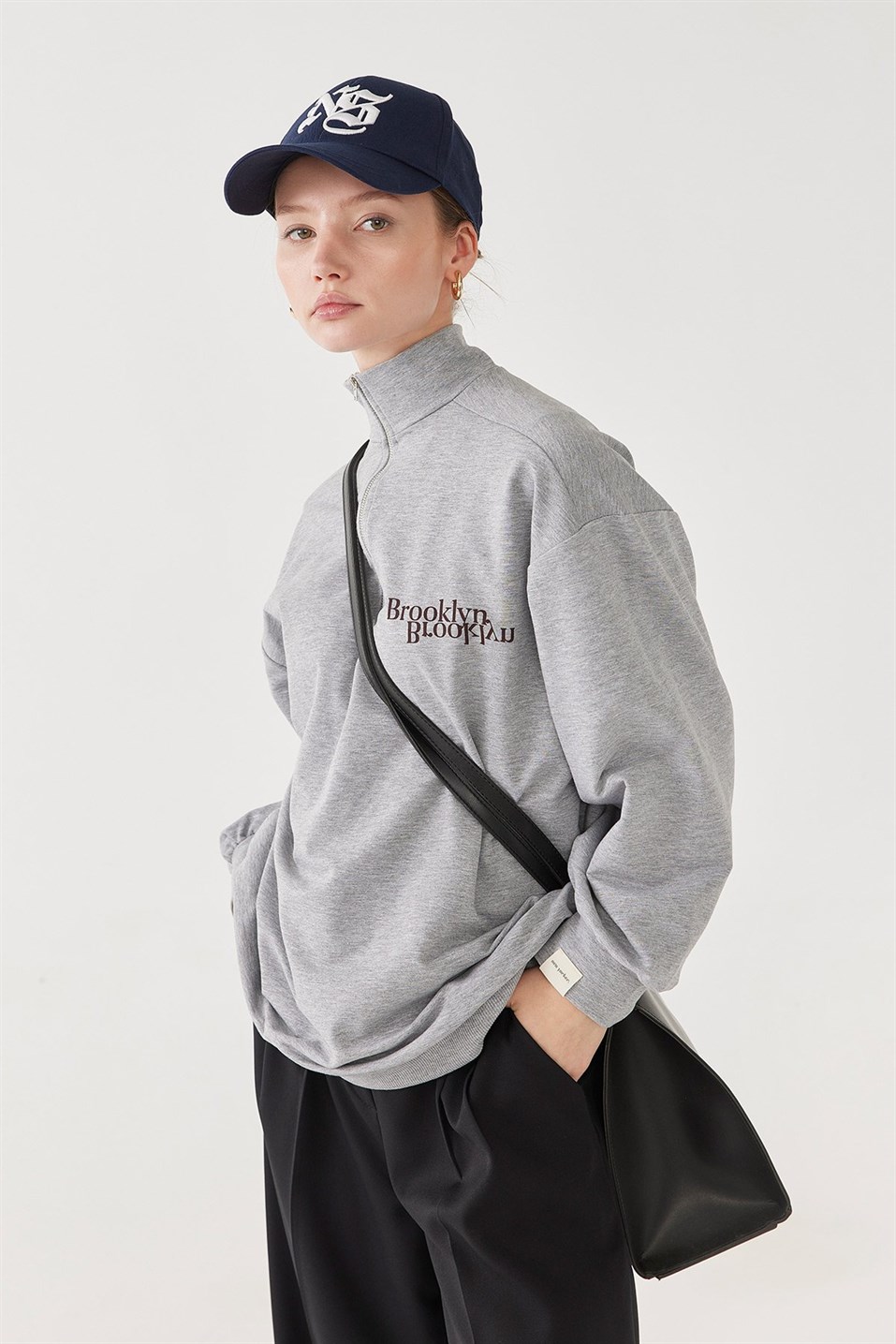Brooklyn Fermuarlı Pamuklu Sweatshirt