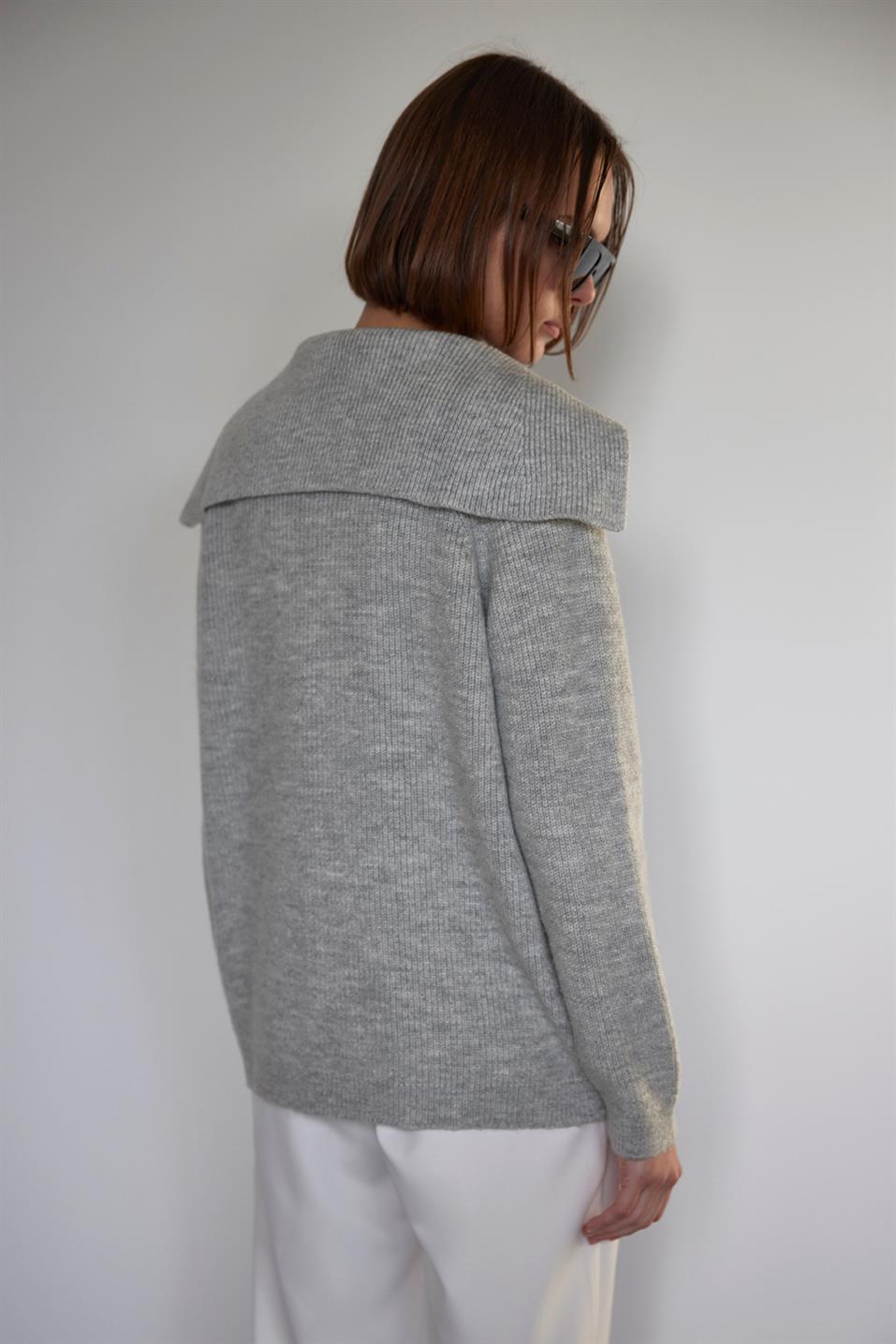 Grey Knit Cardigan With Double Zip | Suud Collection Grey Knit Cardigan With Double Zip | Suud Collection