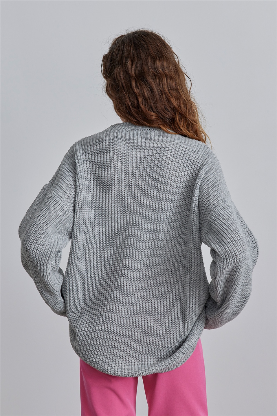 Grey Oversize Knitwear Sweater