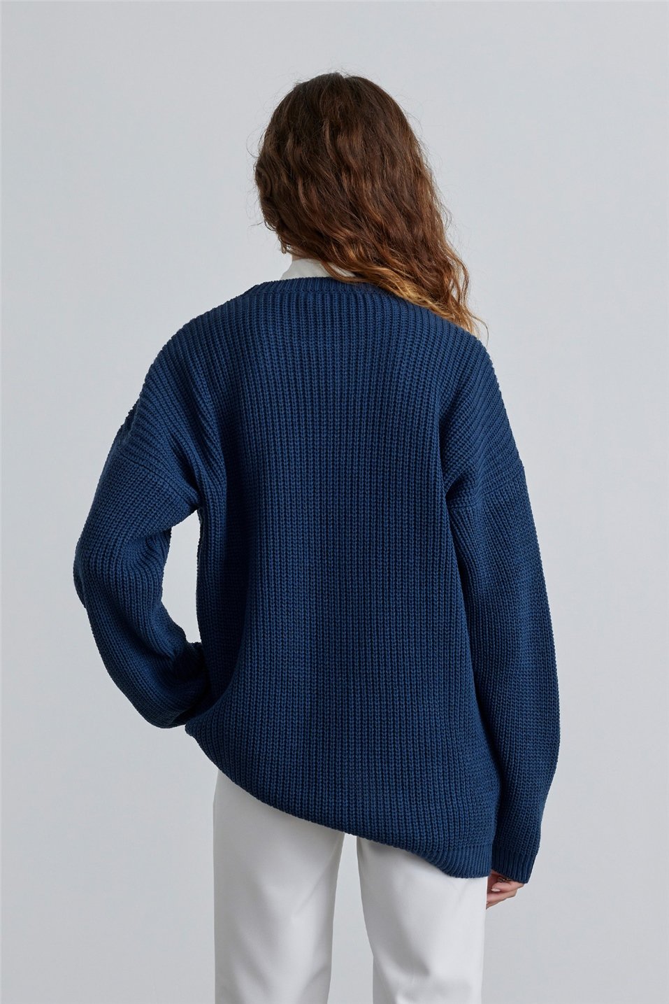 Indigo Oversize Knitwear Sweatshirt