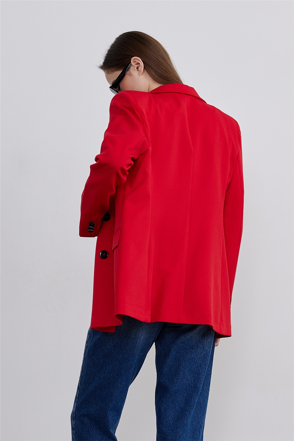 Kırmızı Kruvaze Blazer Ceket
