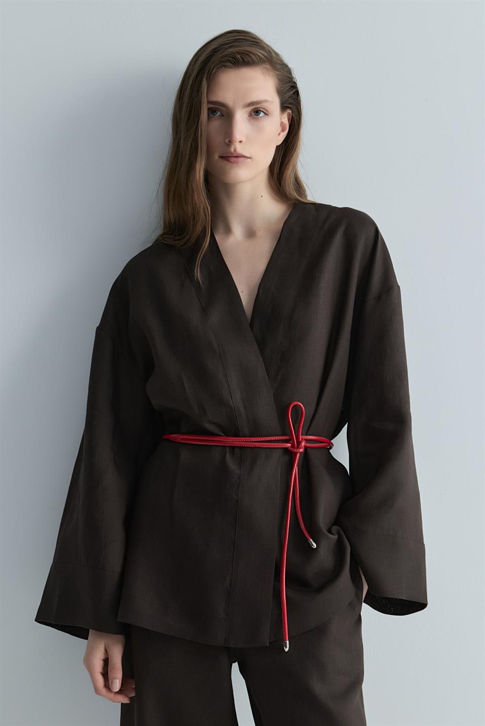 Red Lior Leather Cord Belt | Suud Collection