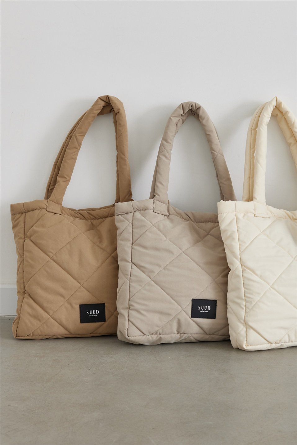 Cream Quilted Puffer Bag