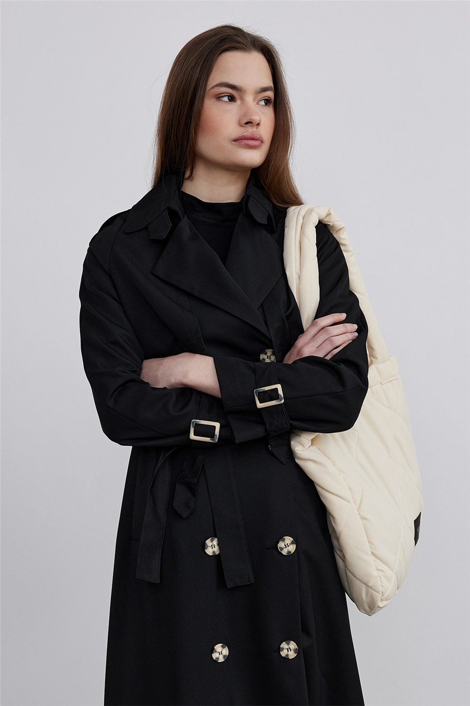Cream Quilted Puffer Bag