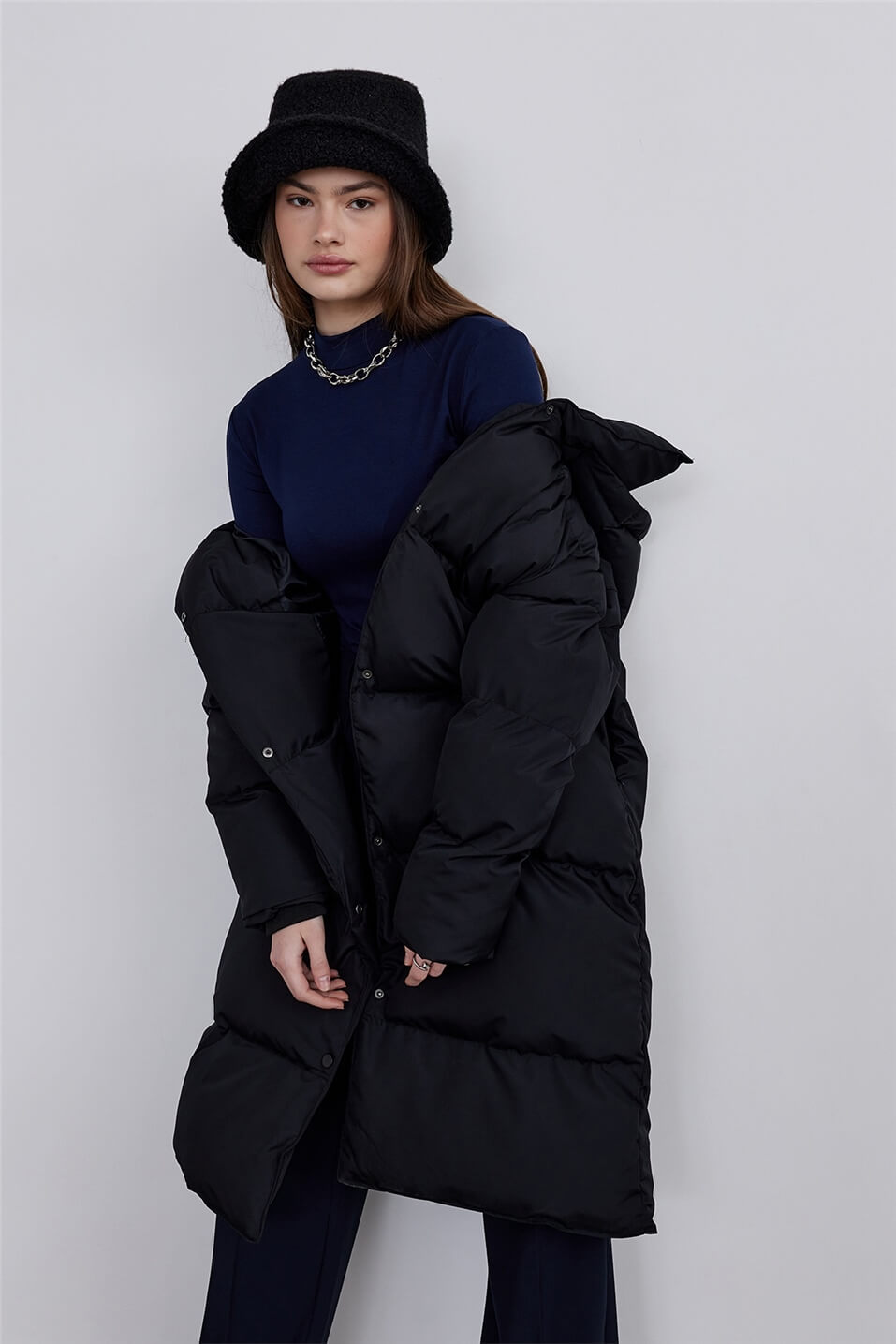 Black Aspen Long Puffer Jacket