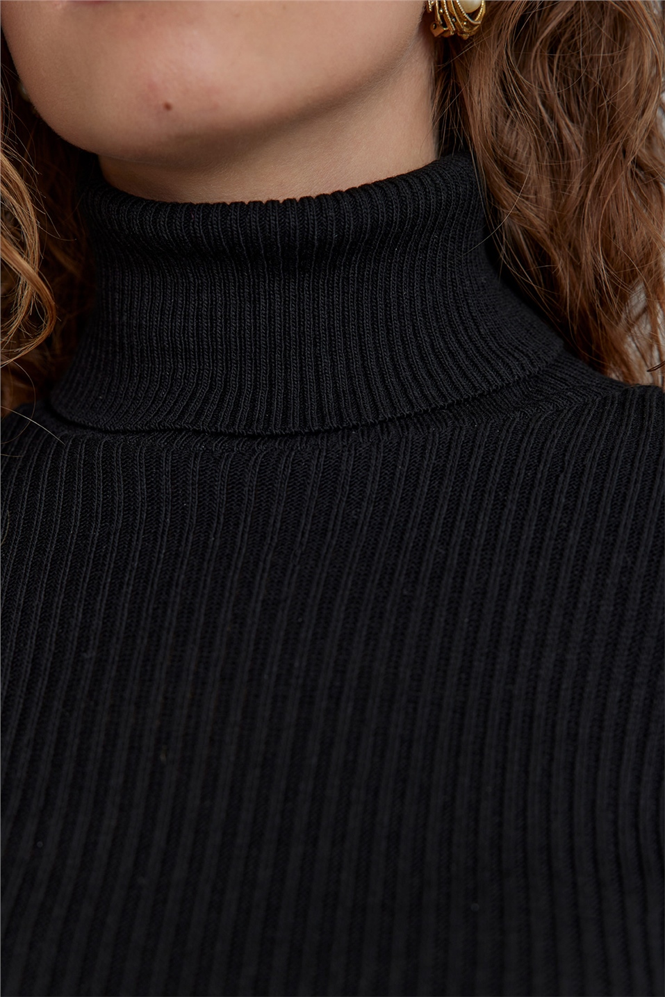 Black Turtleneck Knitwear Sweater
