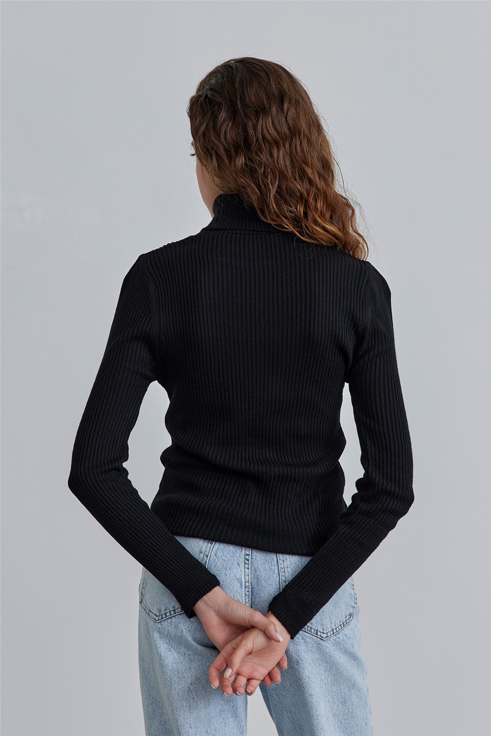 Black Turtleneck Knitwear Sweater