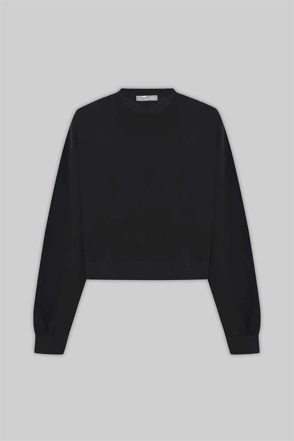Siyah Oversize Crop Sweatshirt