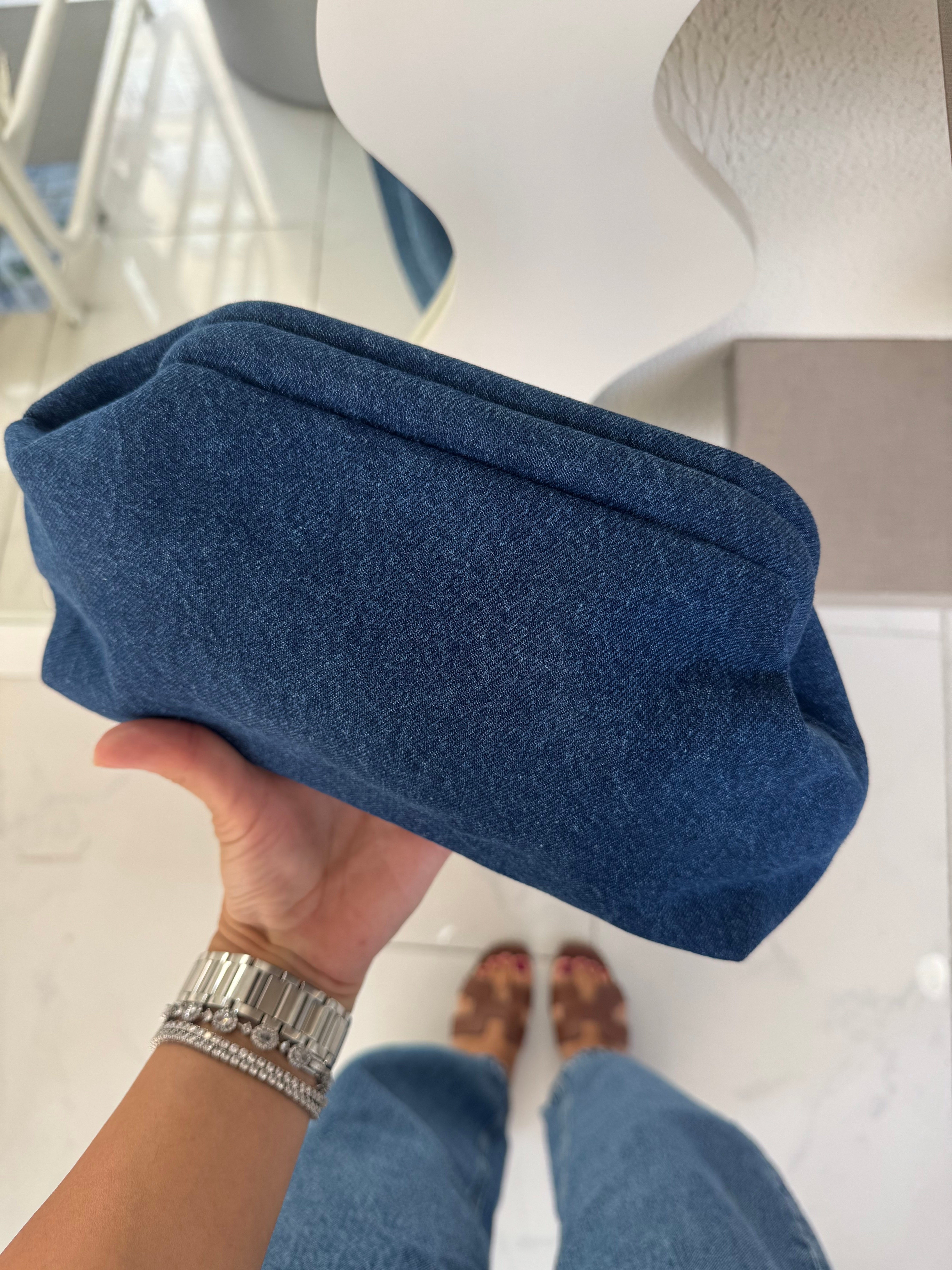 Burslu Clutch Mini Çanta Denim Lacivert