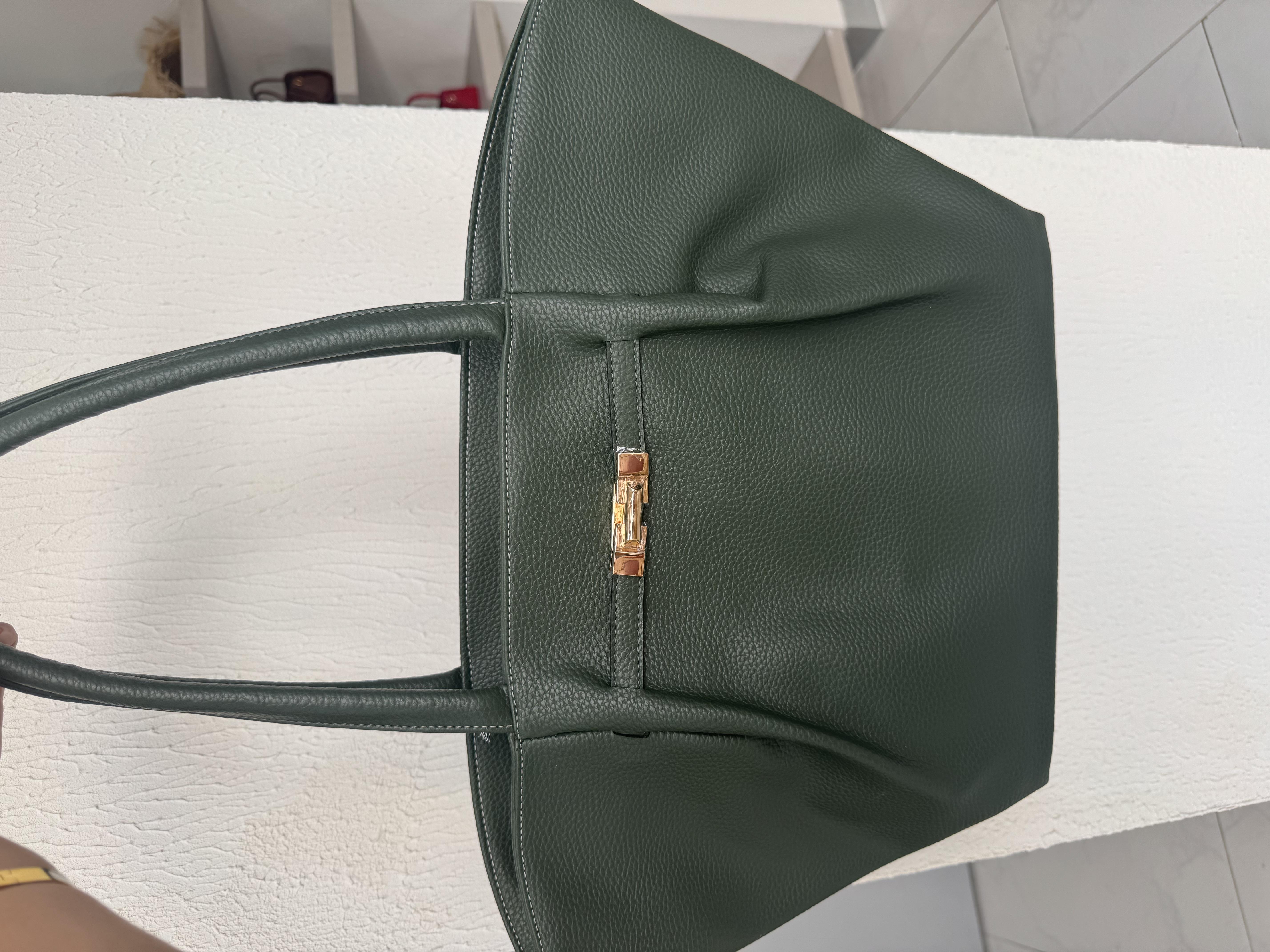 Dokulu Oversize Günlük Çanta Haki