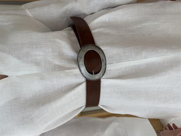 Antik Oval Tokalı Kemer 4cm Taba