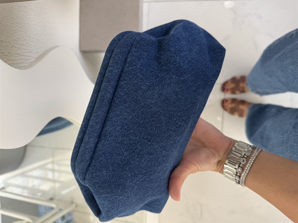 Burslu Clutch Mini Çanta Denim Lacivert