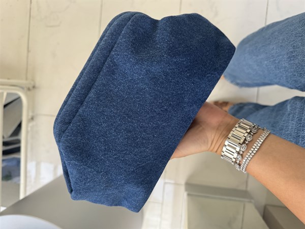 Burslu Clutch Mini Çanta Denim Lacivert
