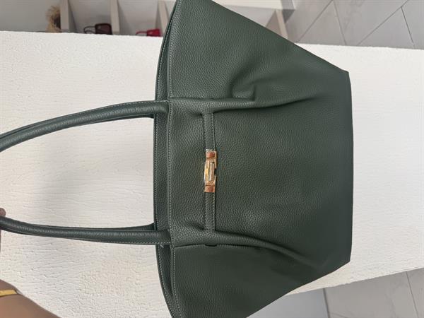 Dokulu Oversize Günlük Çanta Haki