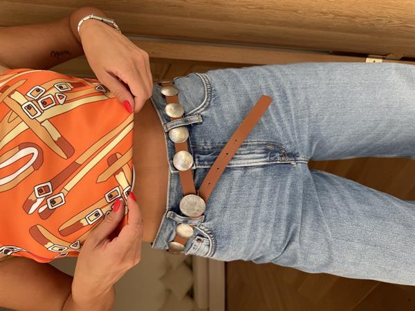 Pul Aksesuarlı Kemer Taba