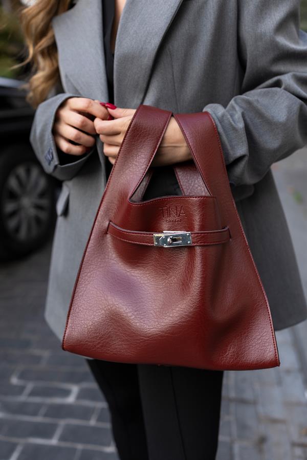 Shopper Bag Kemer Aksesuarlı Omuz Çantası Bordo