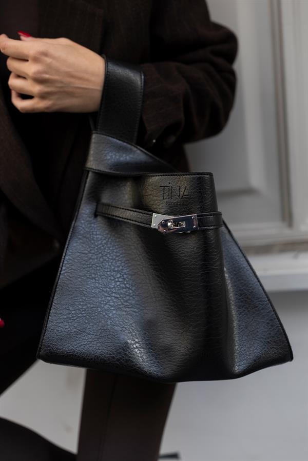 Shopper Bag Kemer Aksesuarlı Omuz Çantası Siyah