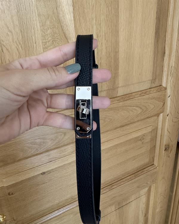 Silver Kilit Tokalı Dikişli Kemer 2cm Siyah