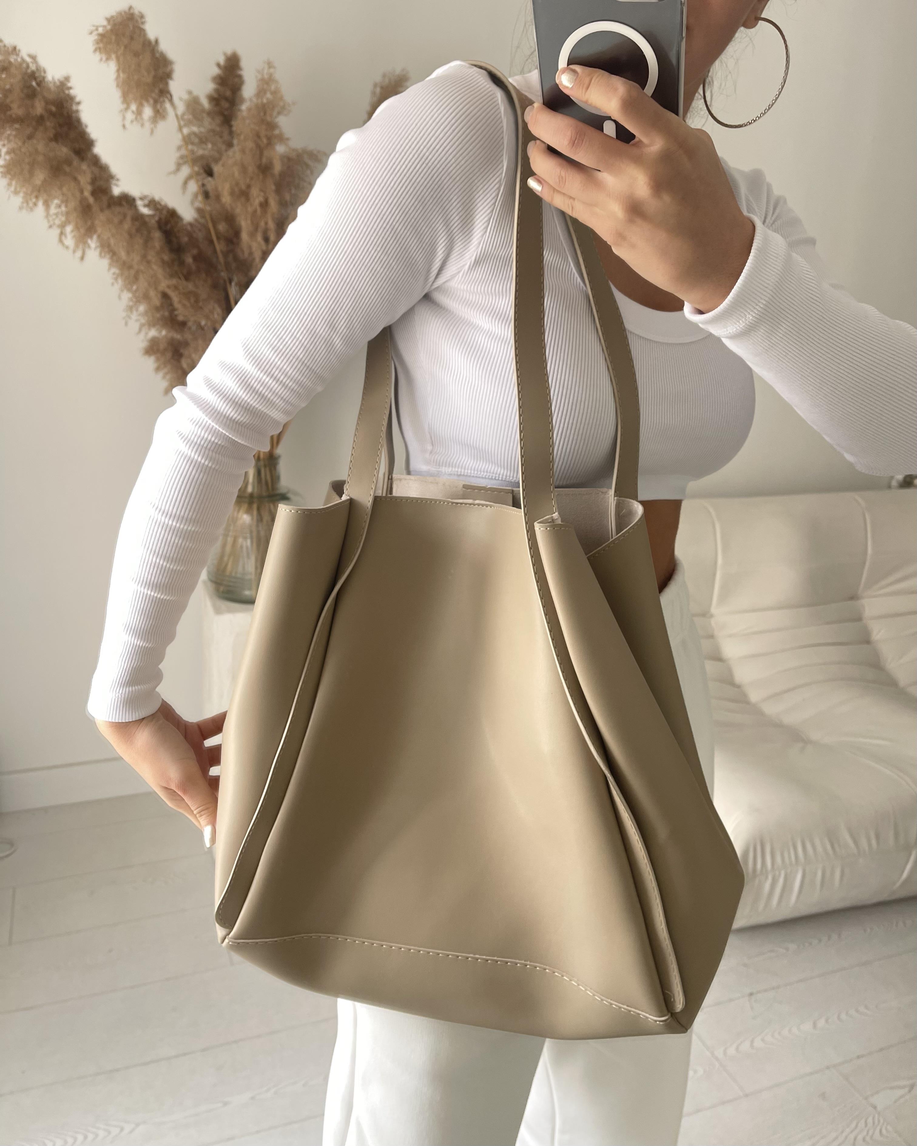 Oversize Yavrulu Çanta Vizon