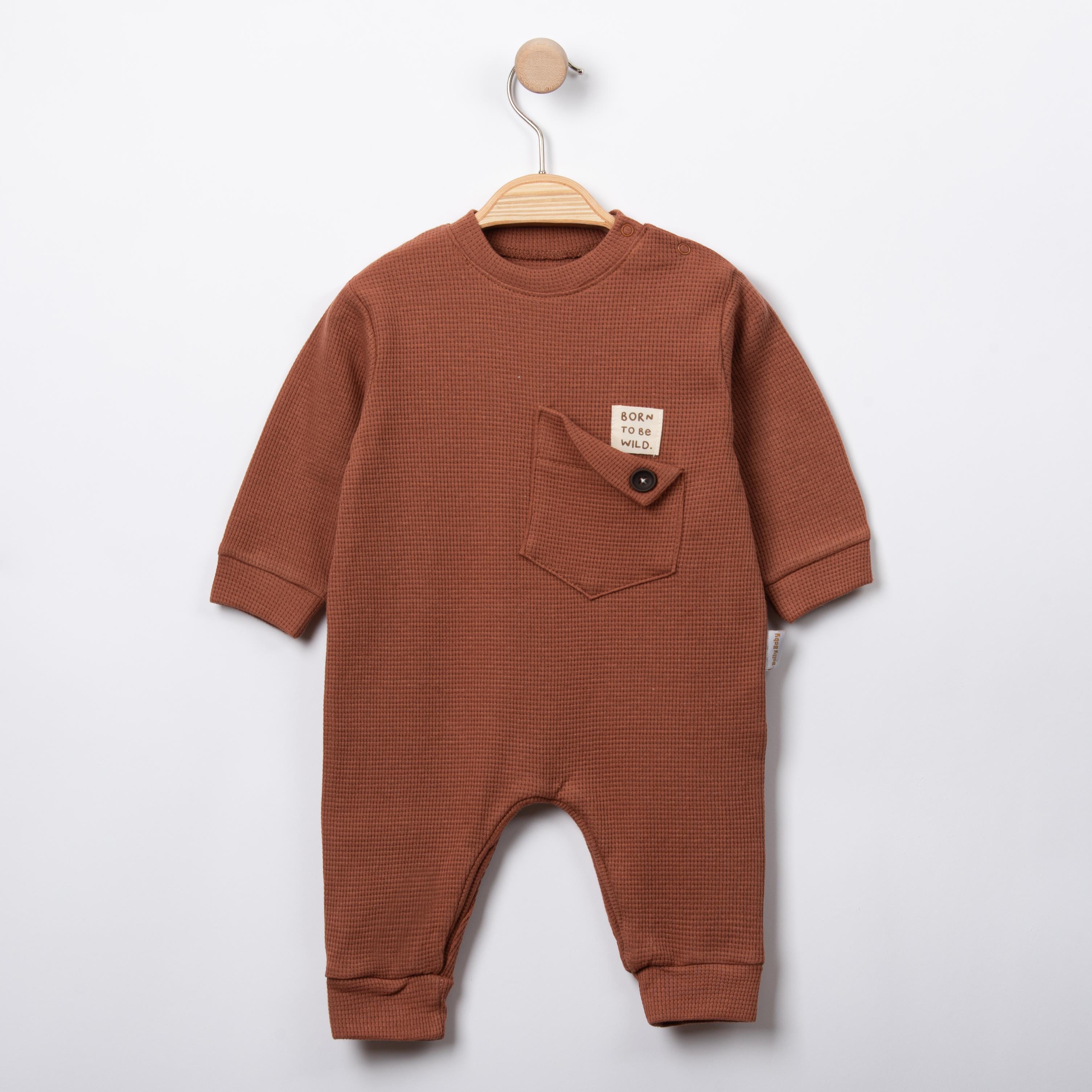 Bebek Cep Detaylı Waffle Tulum