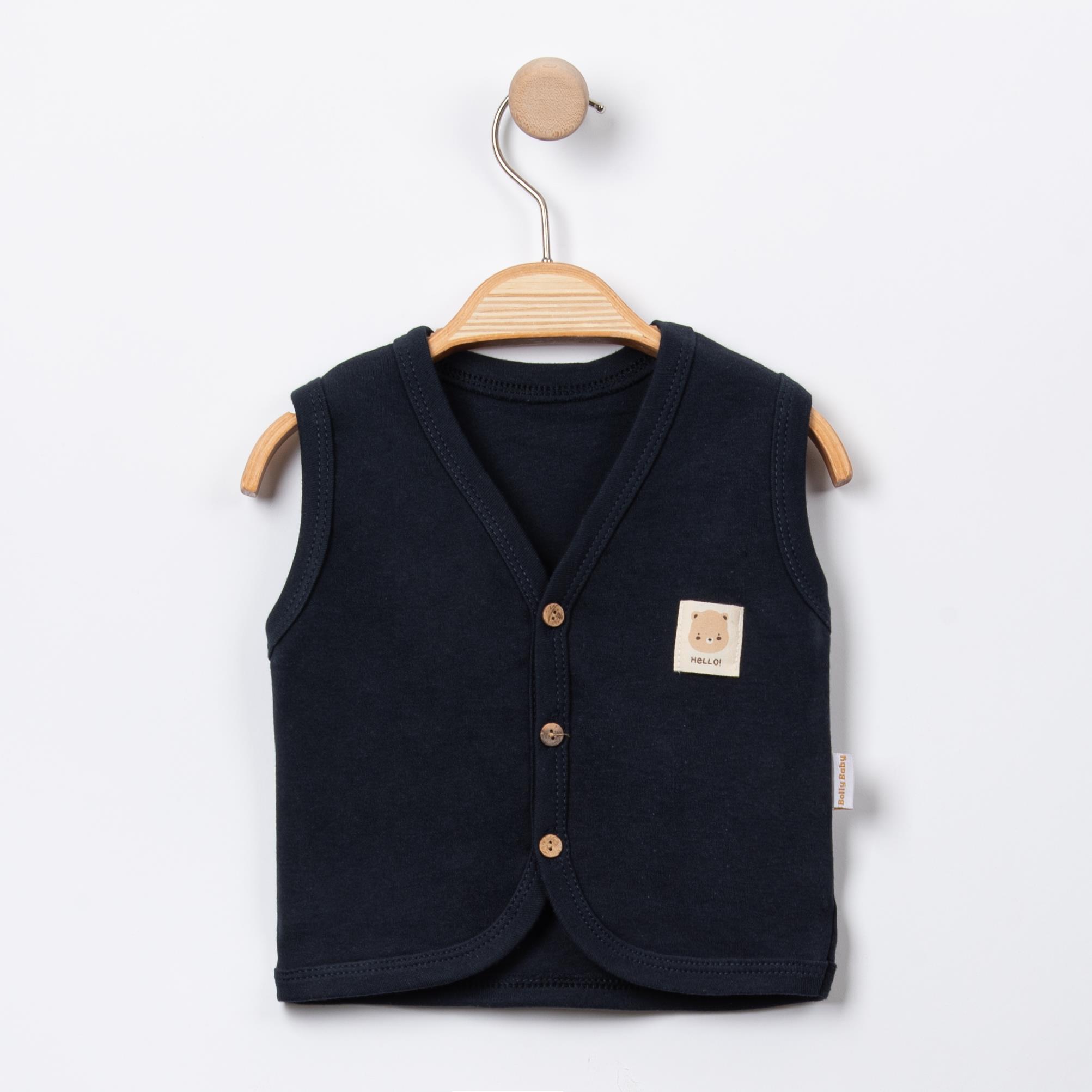 Bebek Hello Etiketli Düğmeli Penye Yelek