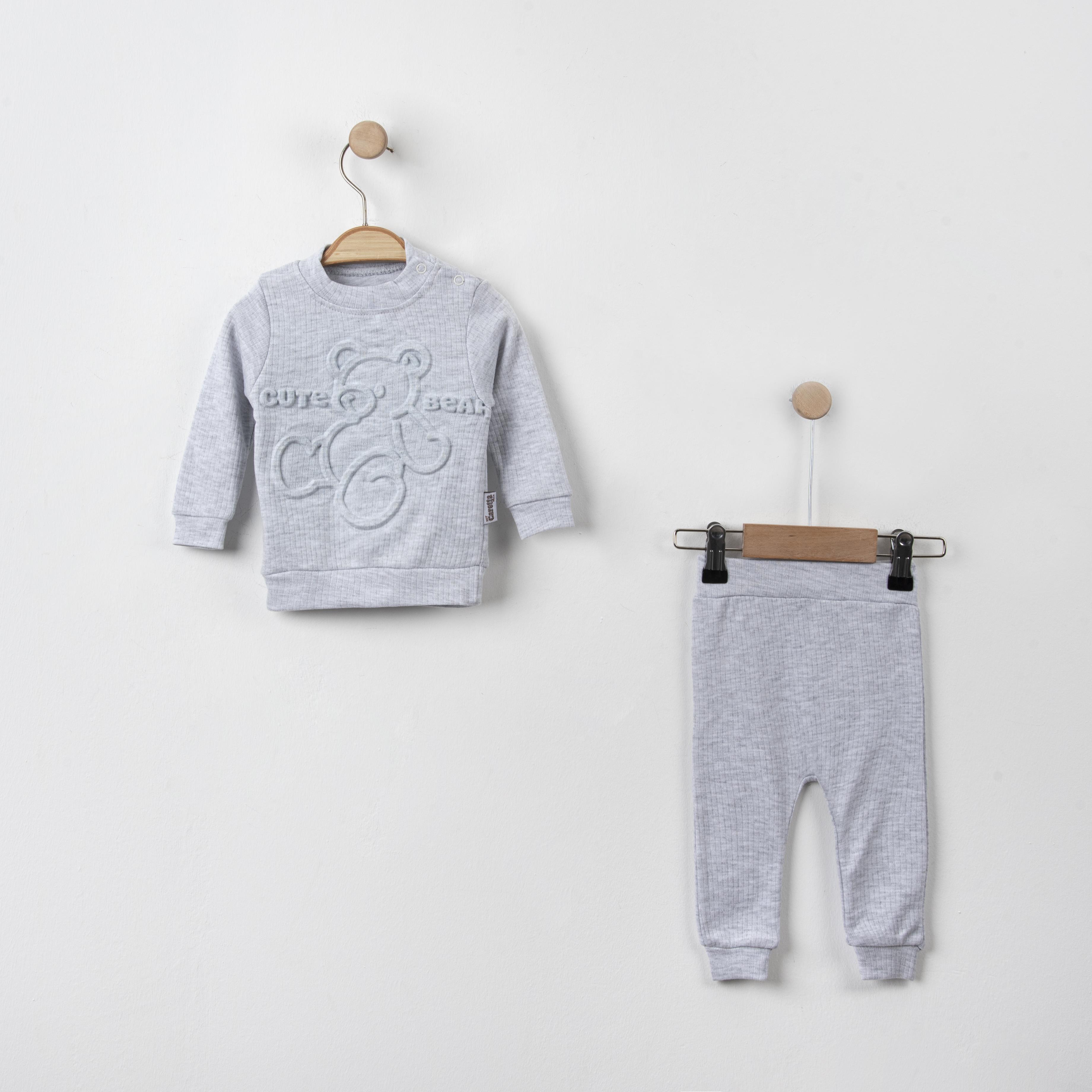 Bebek Kabartmalı Ayıcık Baskılı İkili Takım