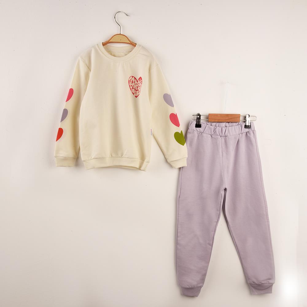 Bebek Kalp Desenli İkili Alt Üst Takım