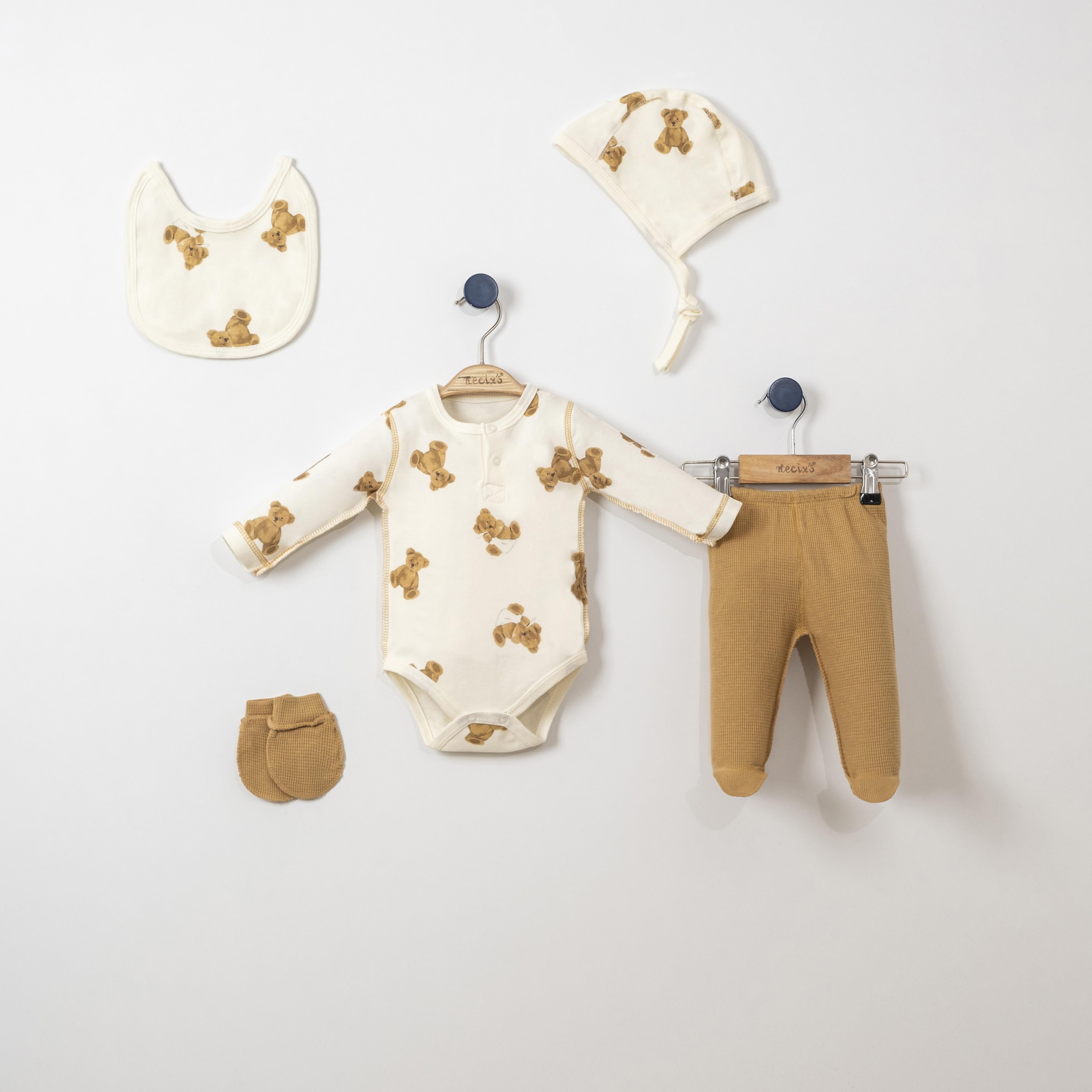 Necix's Bebek Ayıcık Temalı Karyoka Dikişli Beşli Hastane Çıkış Seti