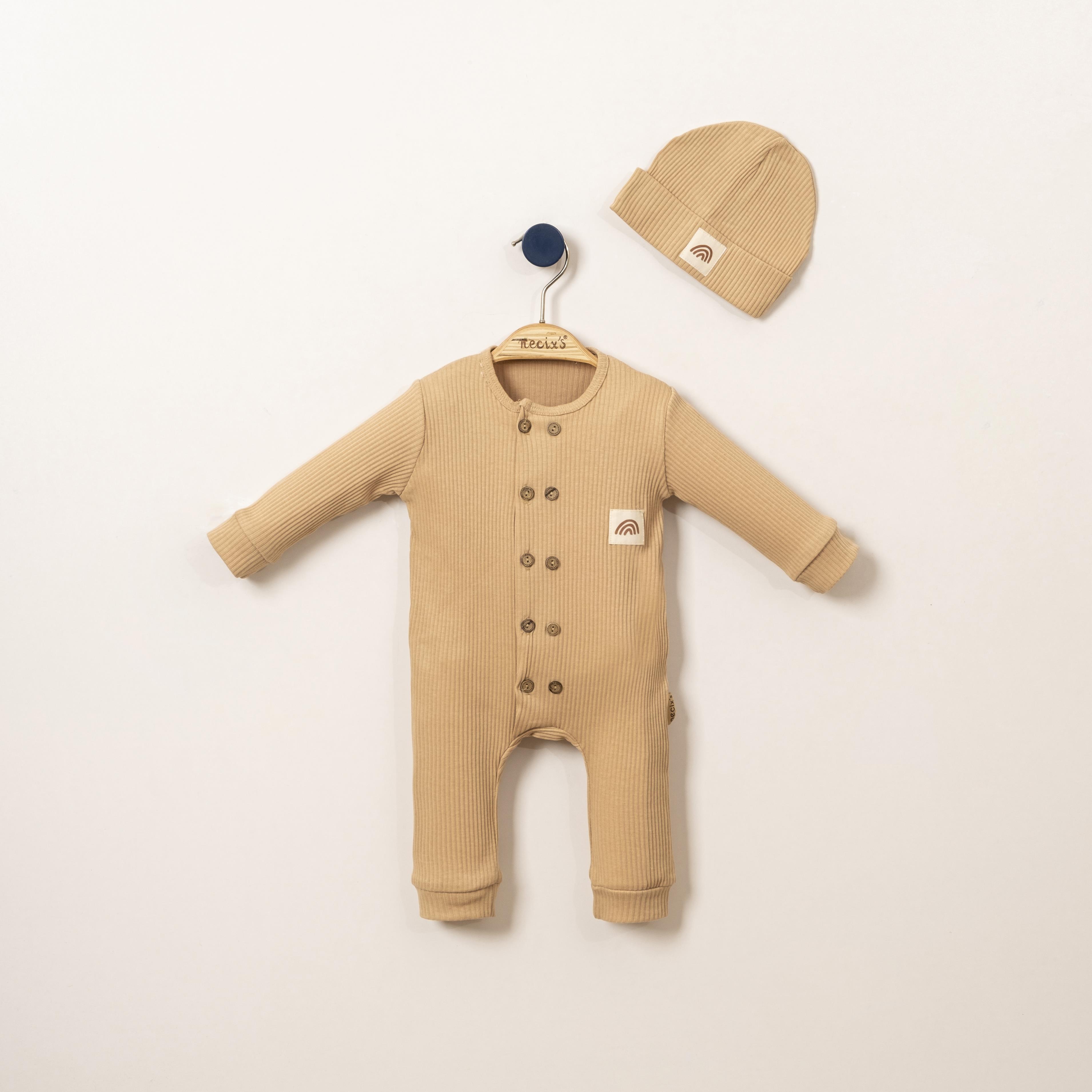 Necix's Çift Ahşap Düğme Detaylı Şapkalı Tulum