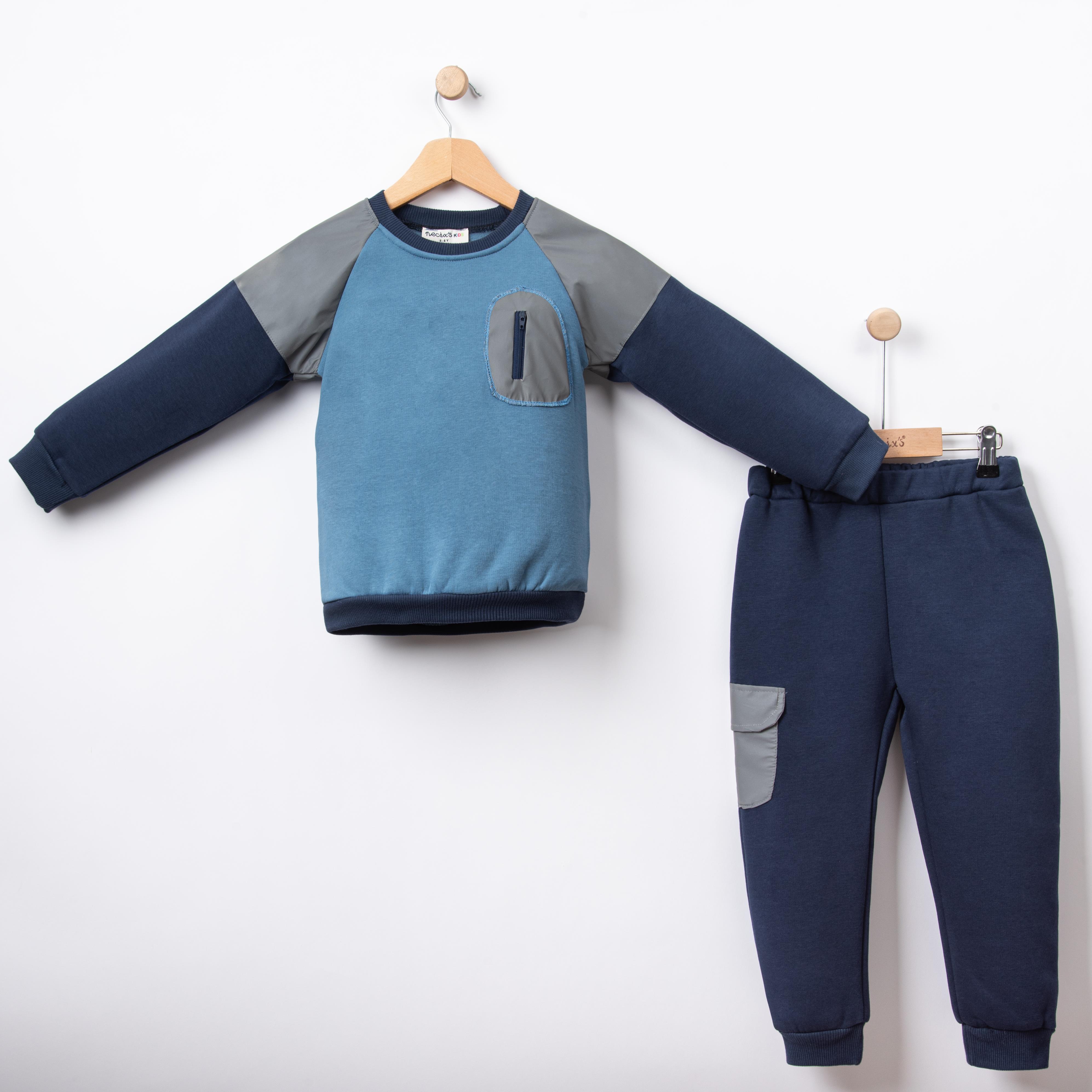 Necixs Fosforlu Cepli Fermuarlı Üç İplik İkili Takım