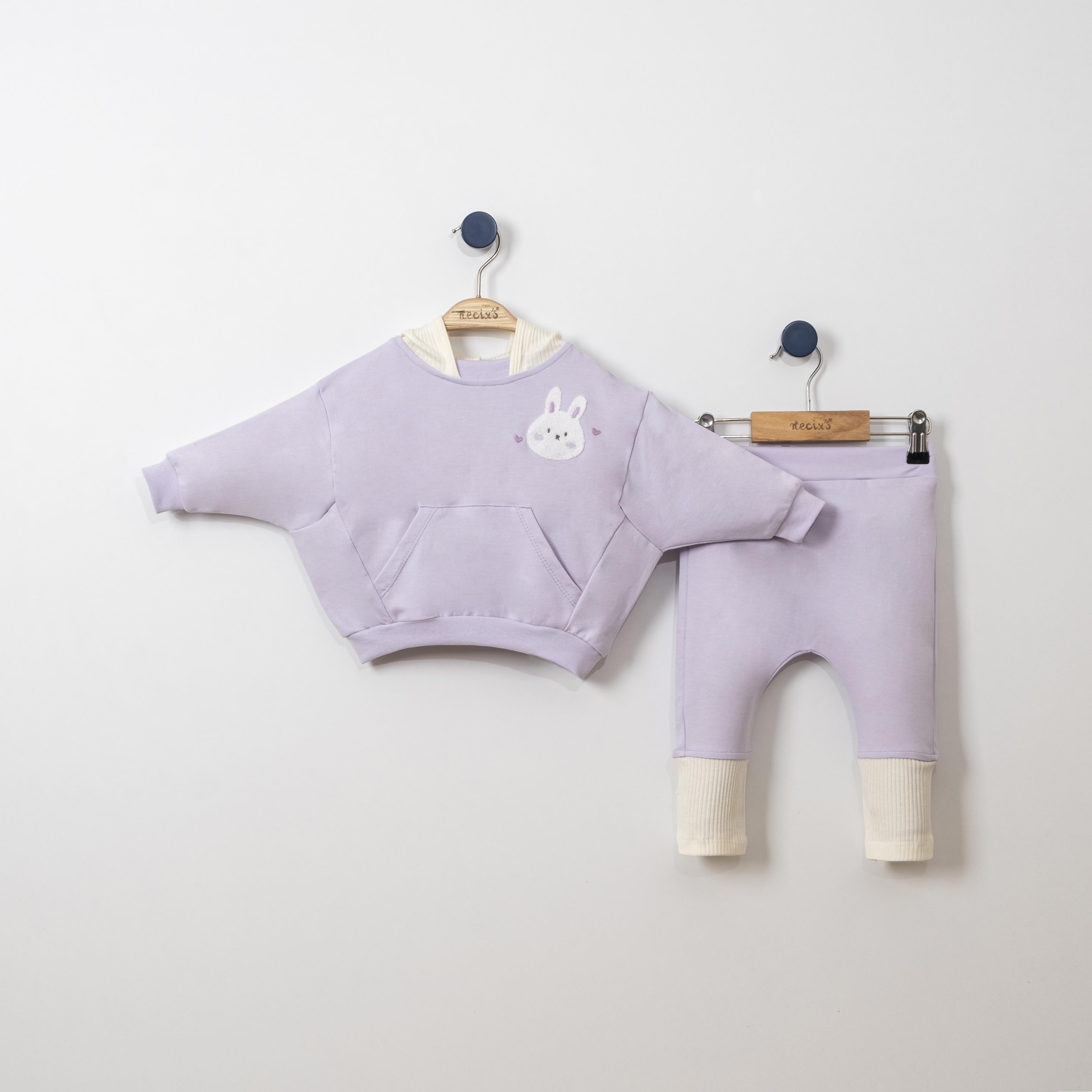 Necix's Tavşan Figürlü Yarasa Kol Kapüşonlu İkili Takım