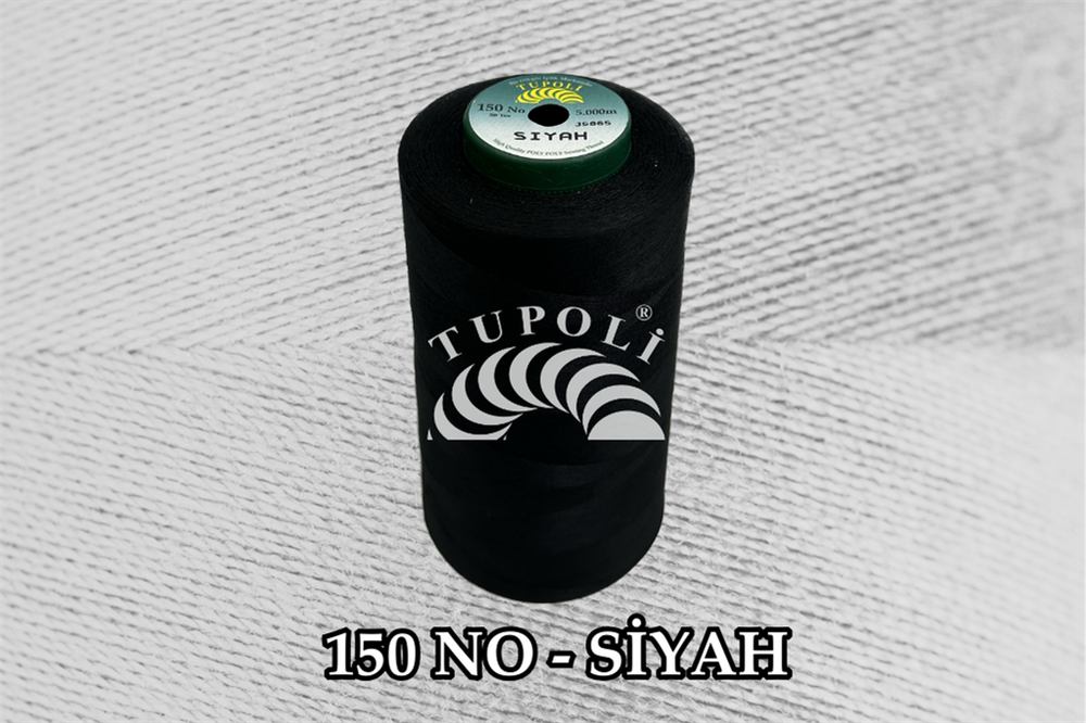 Tupoli 150 Numara SİYAH İlikli Polyester Dikiş İpliği