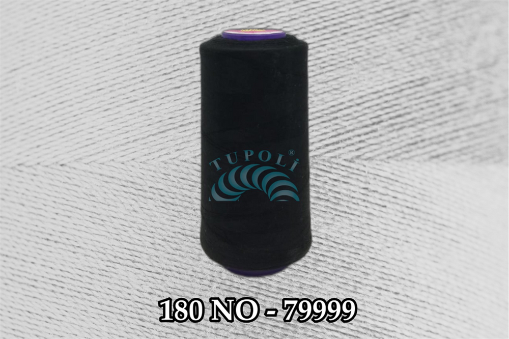 Tupoli 180 Numara Siyah İlikli Polyester Dikiş İpliği