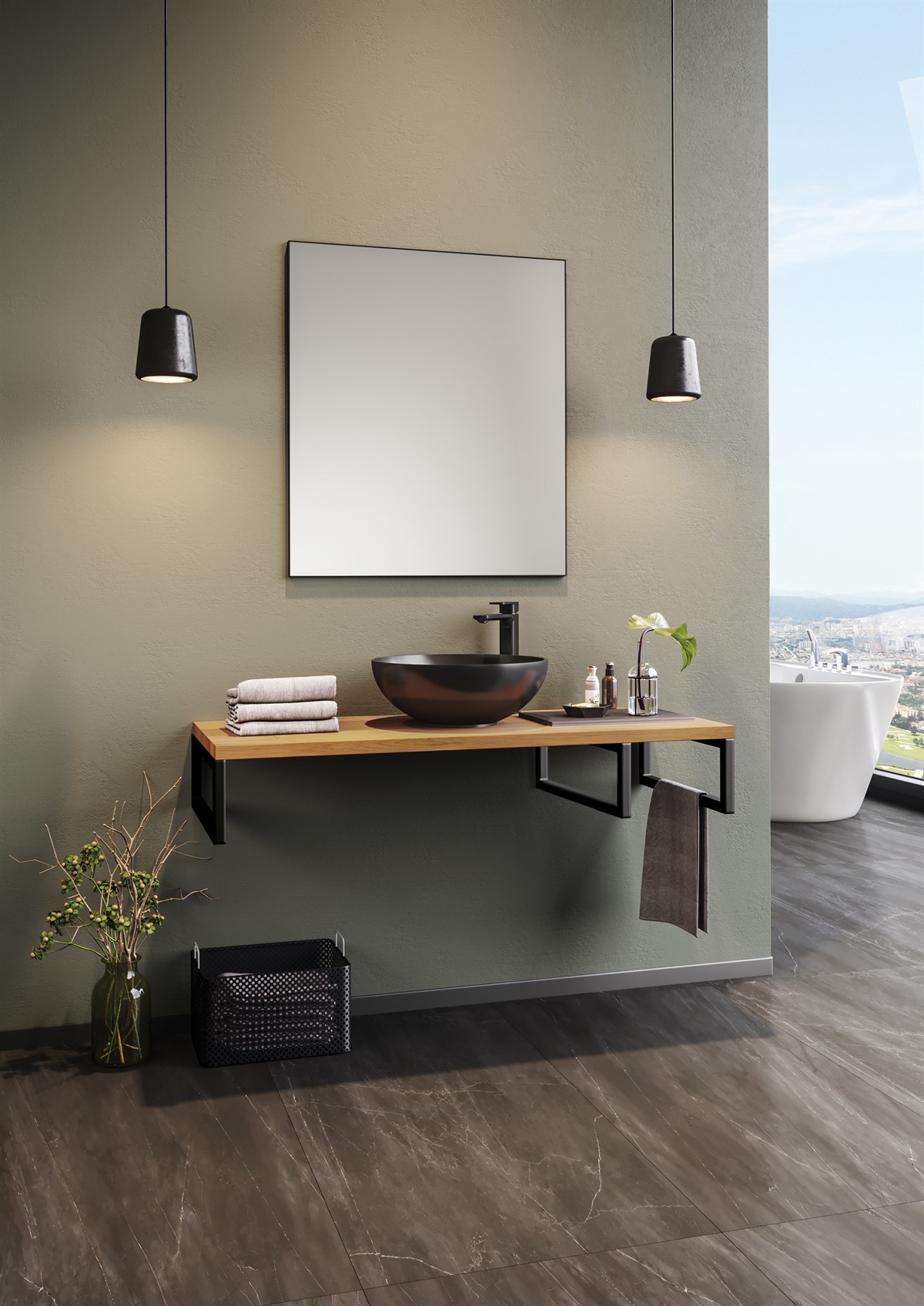 Orka Kestel Oak 120 cm Banyo Dolabı
