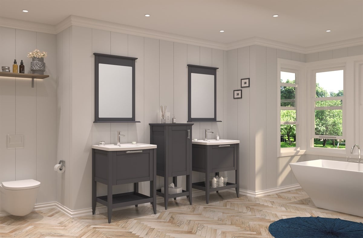 Orka Bastle Mat Antrasit 65 cm Banyo Dolabı