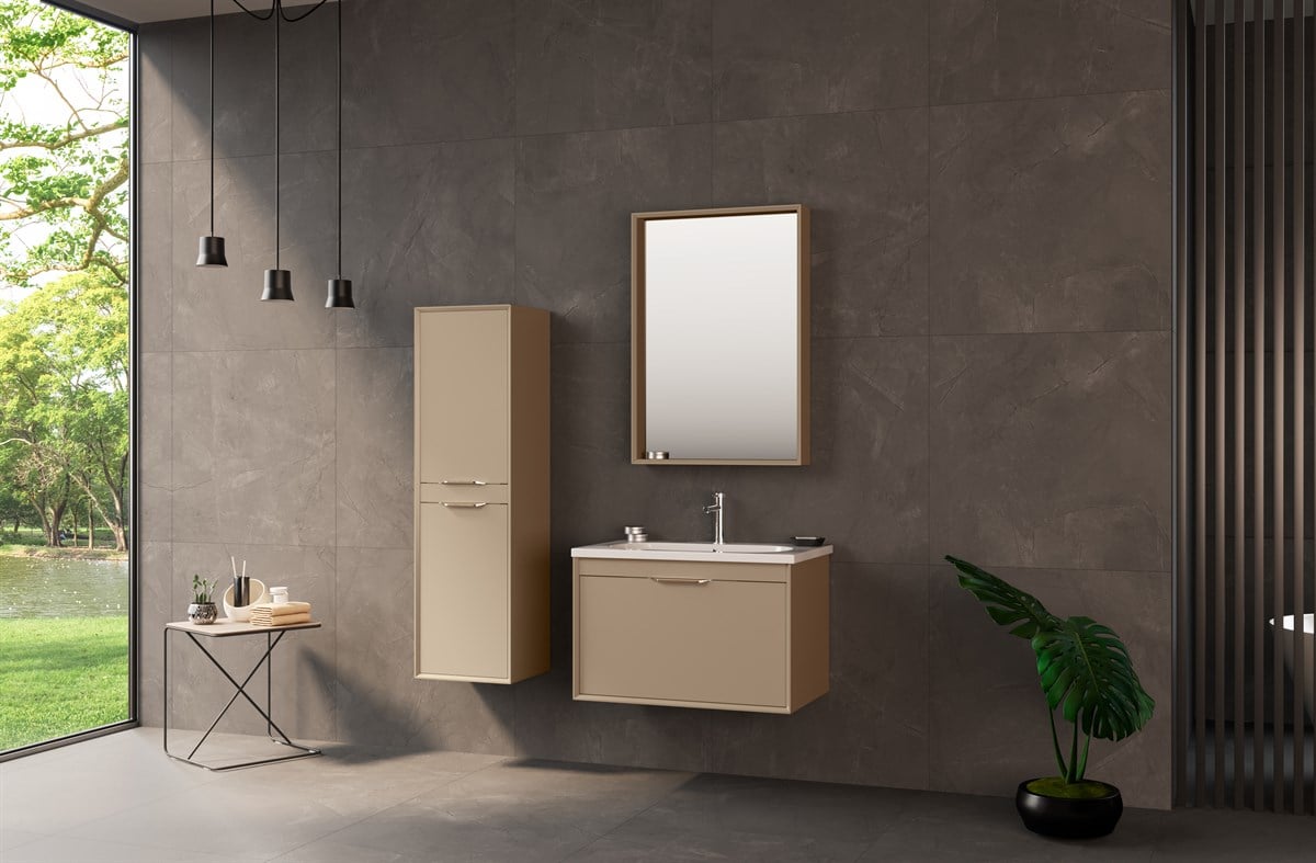 Orka Clay Sahra 80 cm Banyo Dolabı