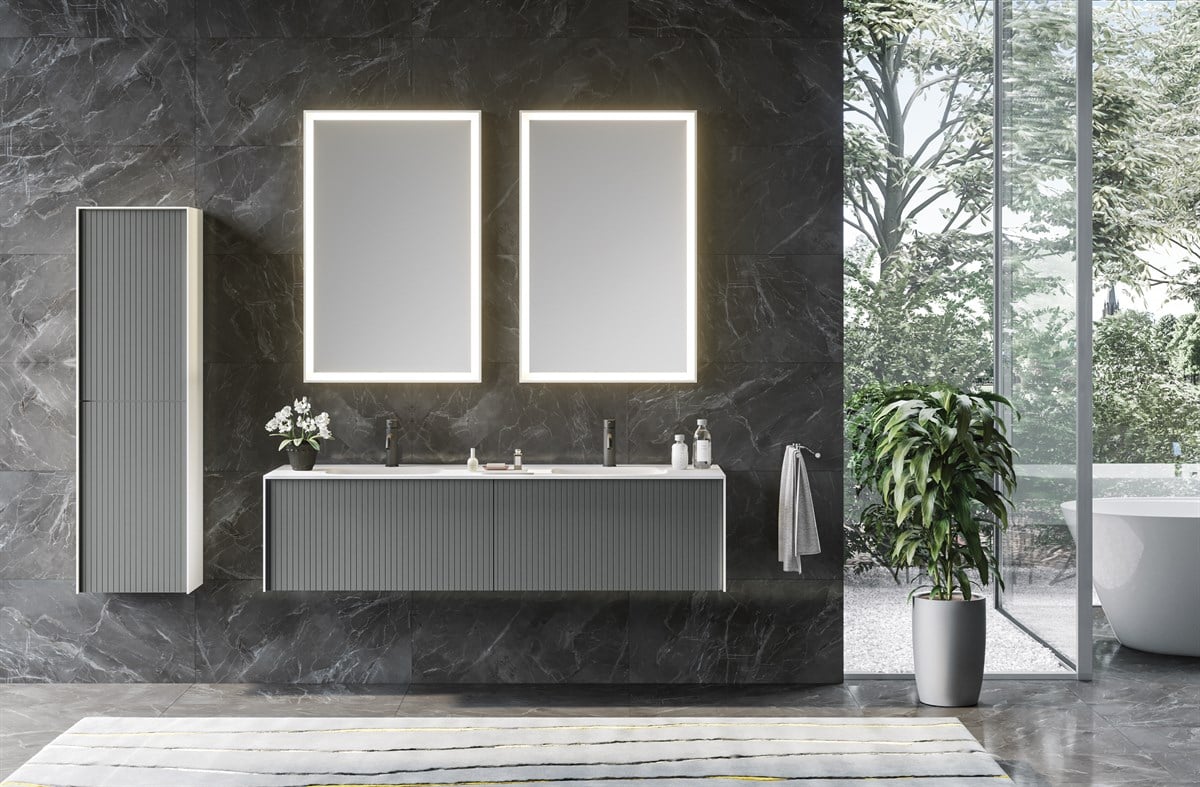 Orka Cube Mat Antrasit Lake 160 cm Banyo Dolabı