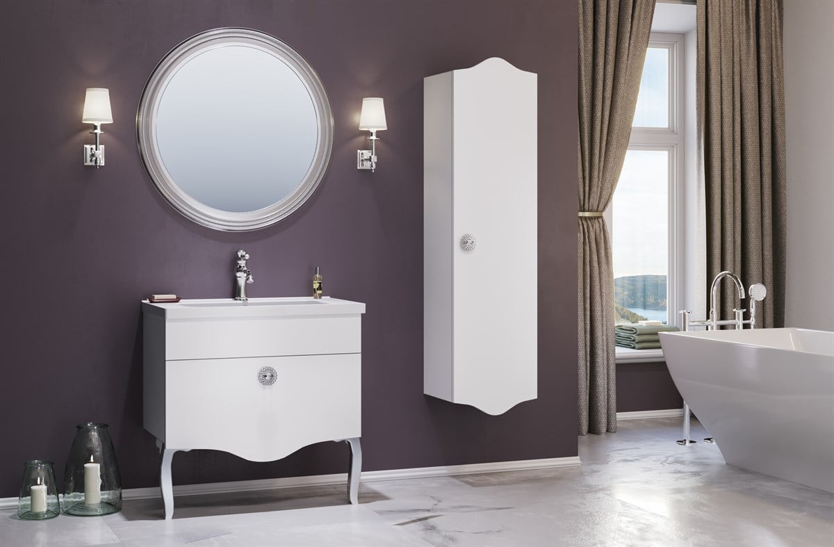 Orka Cunda White-Silver 80 cm Banyo Dolabı