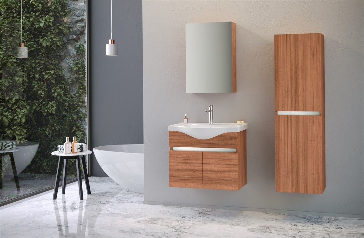 Orka Dinar Teak 65 cm Banyo Dolabı