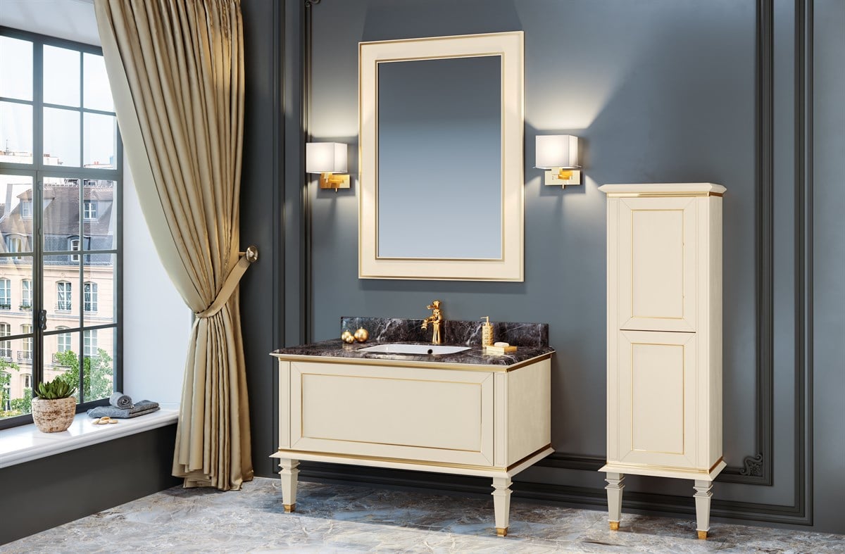 Orka Glory Mat Cream Gold 120 cm Banyo Dolabı