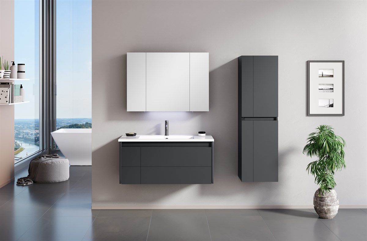 Orka Likya Antrasit 100 cm Banyo Dolabı