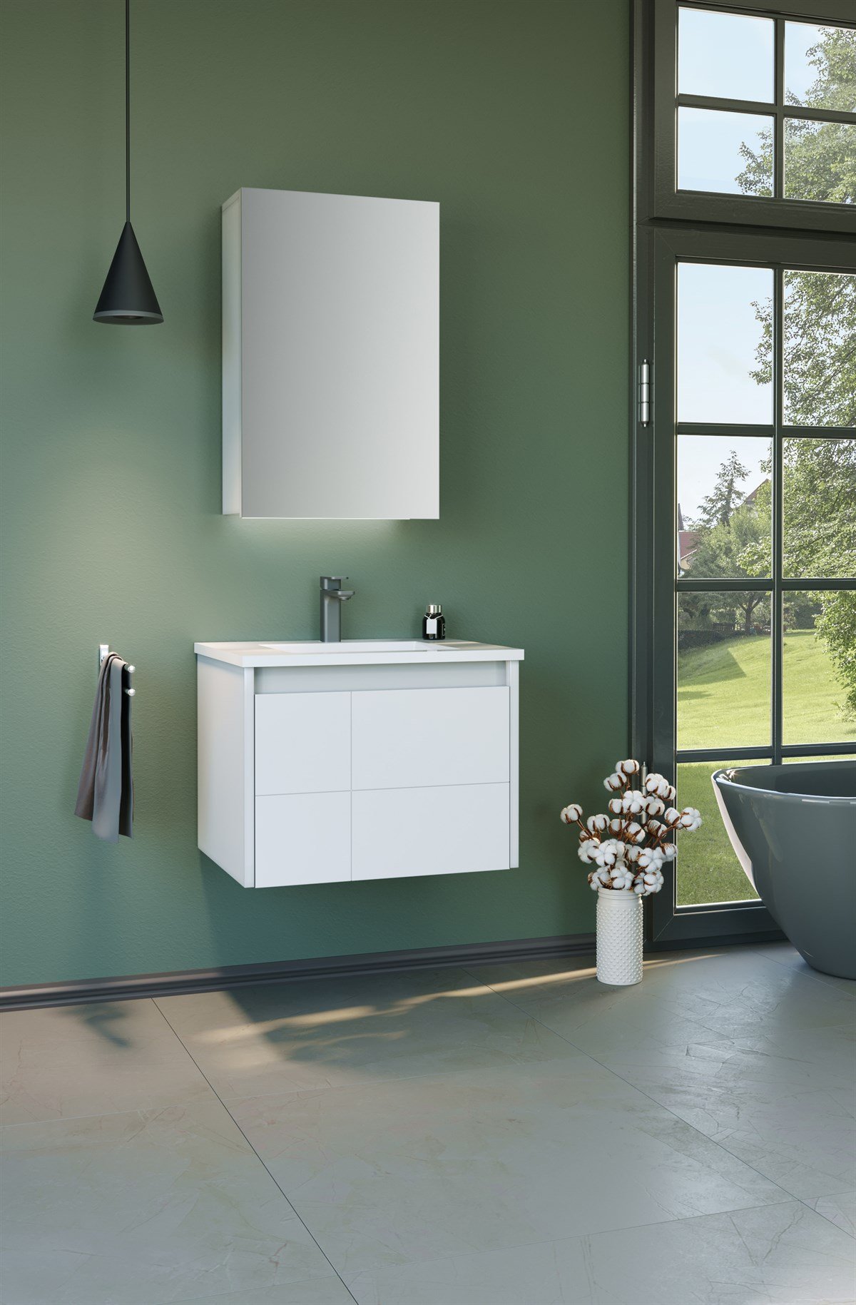 Orka Likya White Lake 60 cm Banyo Dolabı