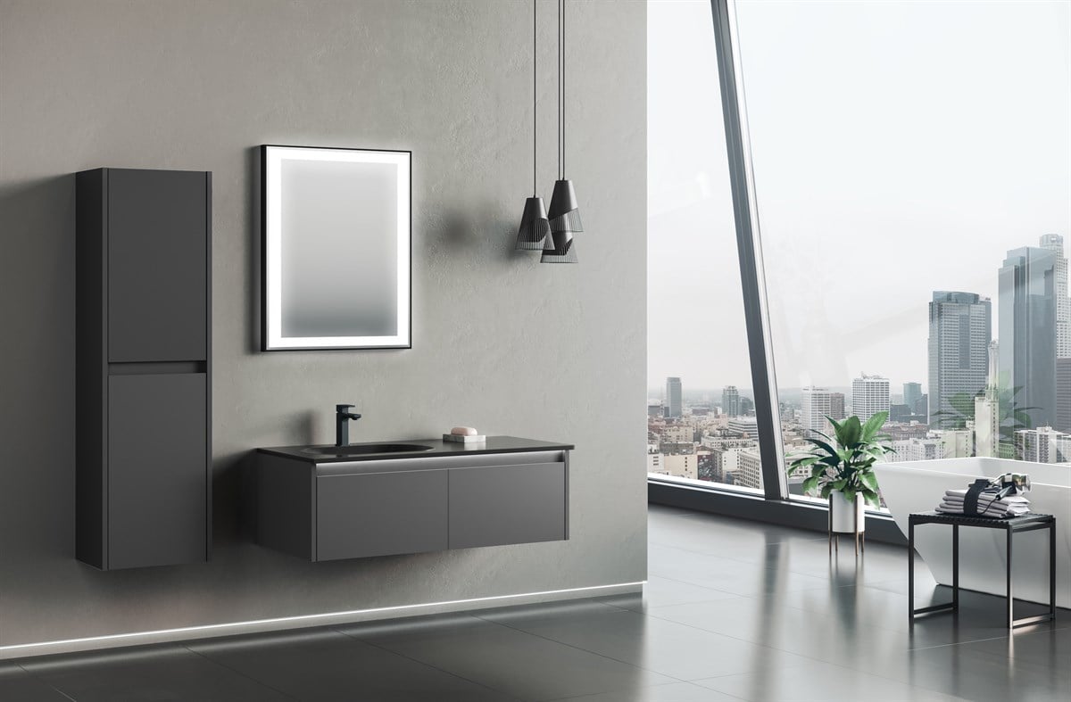 Orka Lisbon Antrasit Lake 110 cm Banyo Dolabı