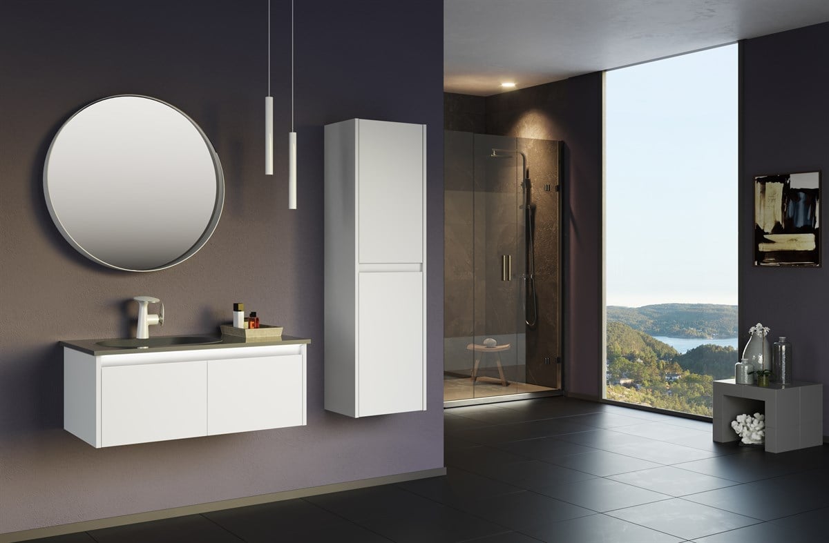 Orka Lisbon White Lake 90 cm Banyo Dolabı