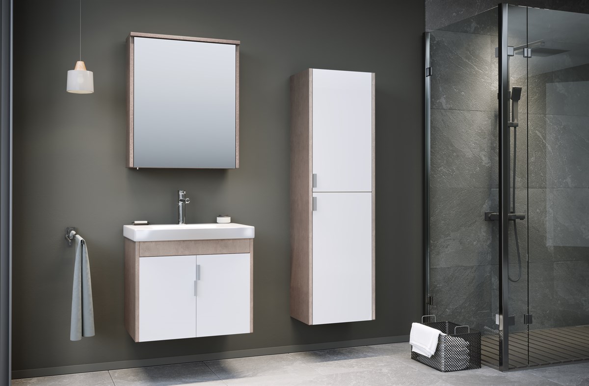 Orka Luna Grey Stone 65 cm Banyo Dolabı