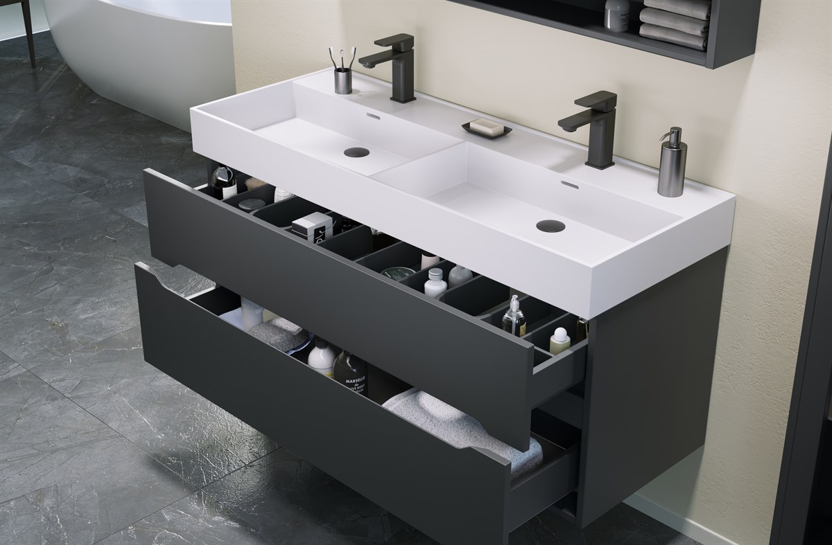 Orka Malta Antrasit 120 cm Banyo Dolabı