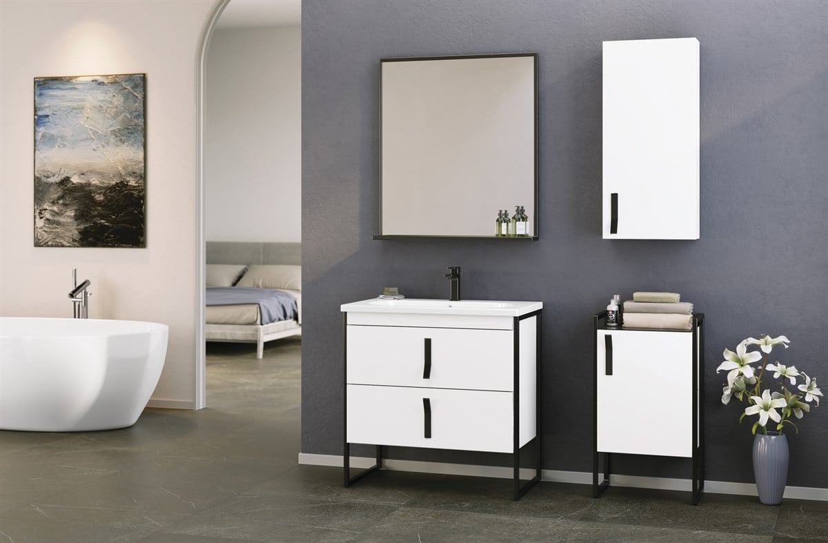 Orka Modena White Lake 80 cm Banyo Dolabı