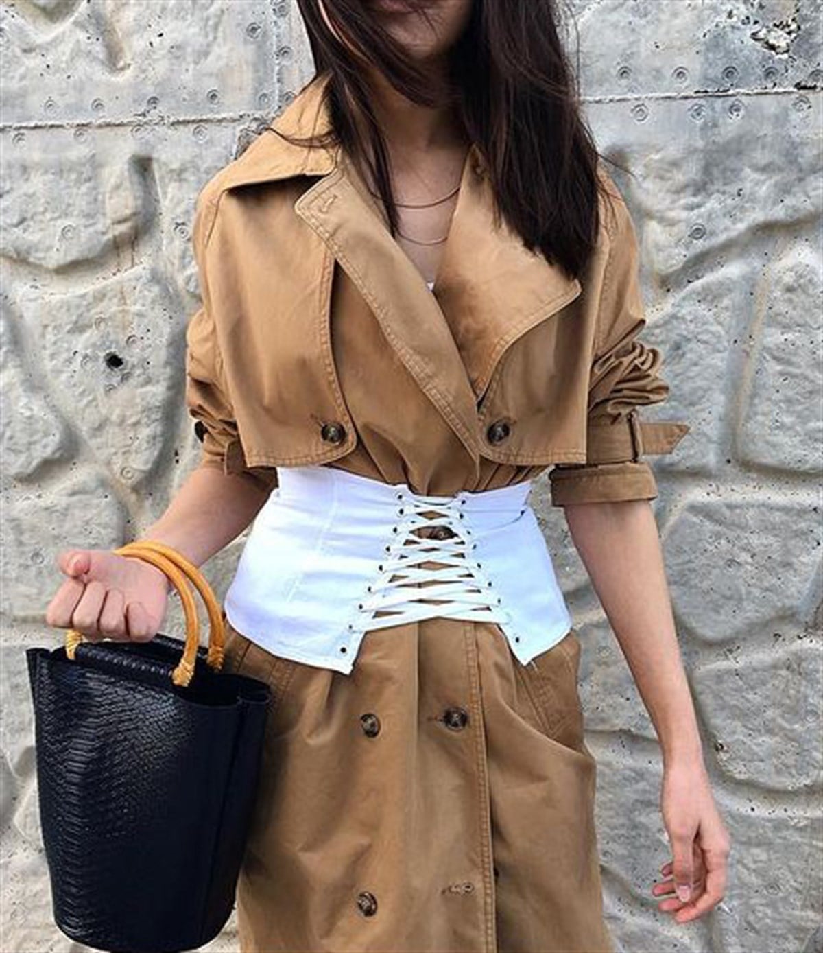 BAMBU SAPLI MİDDLE KROKODİL LACİ ÇANTA