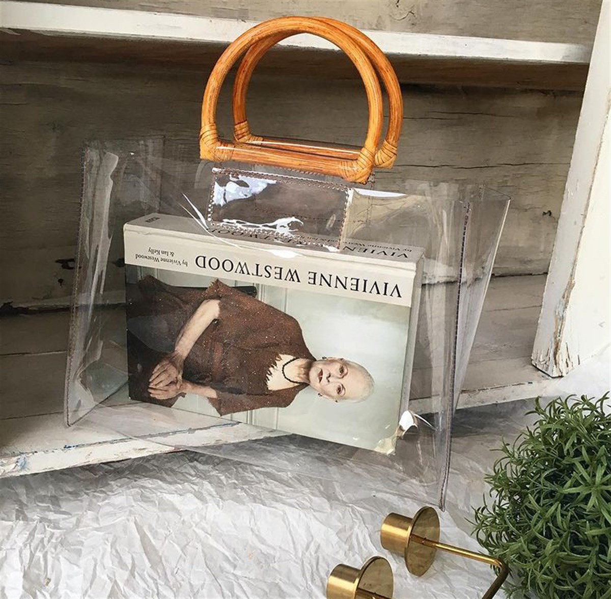 BAMBU SAPLI ŞEFFAF ÇANTA