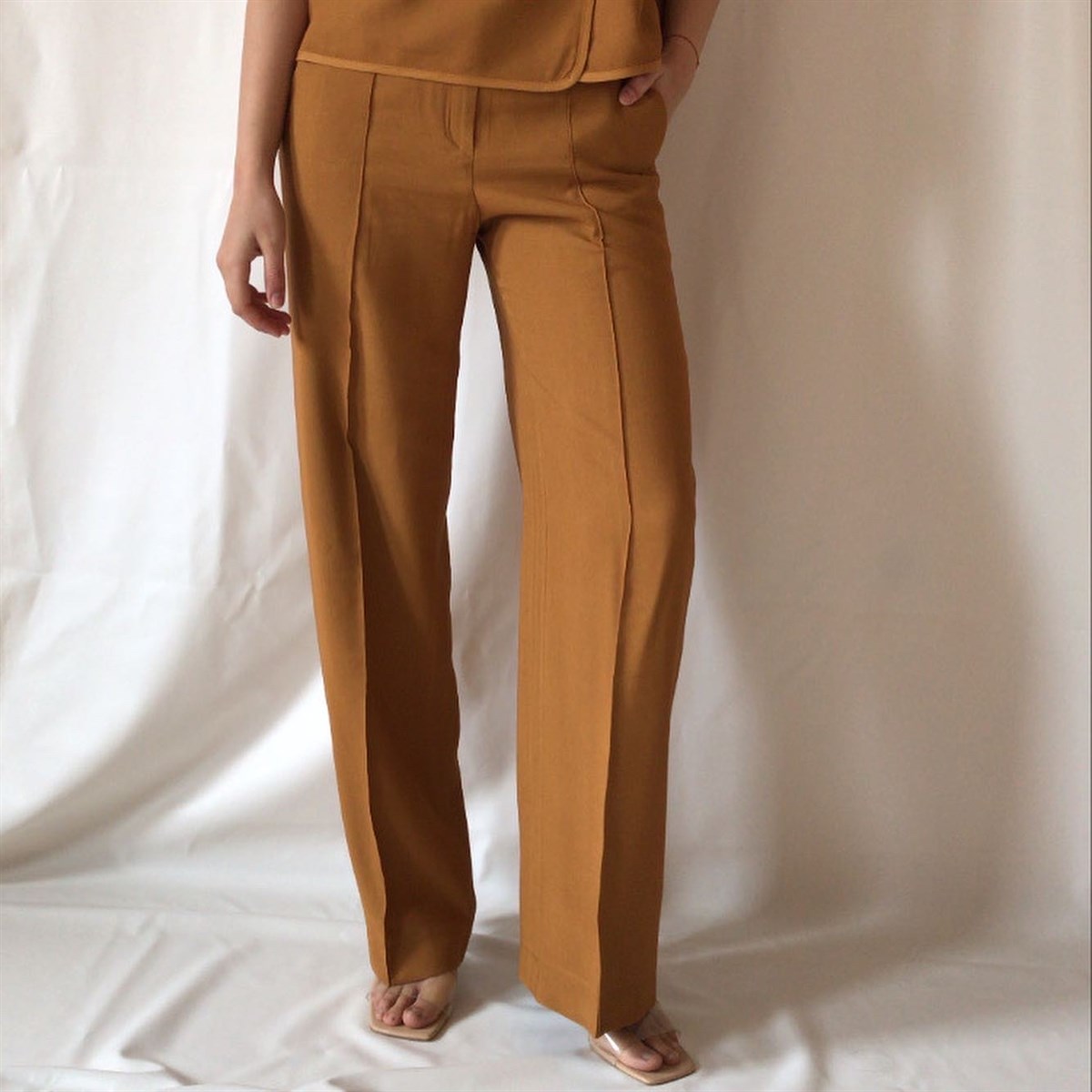 HARDAL RENGİ KETEN PANTOLON